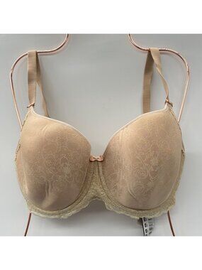 Fantasie NWT Rhiannon Moulded Plunge Bra 30G Nude Lace Detail Supportive Fit
